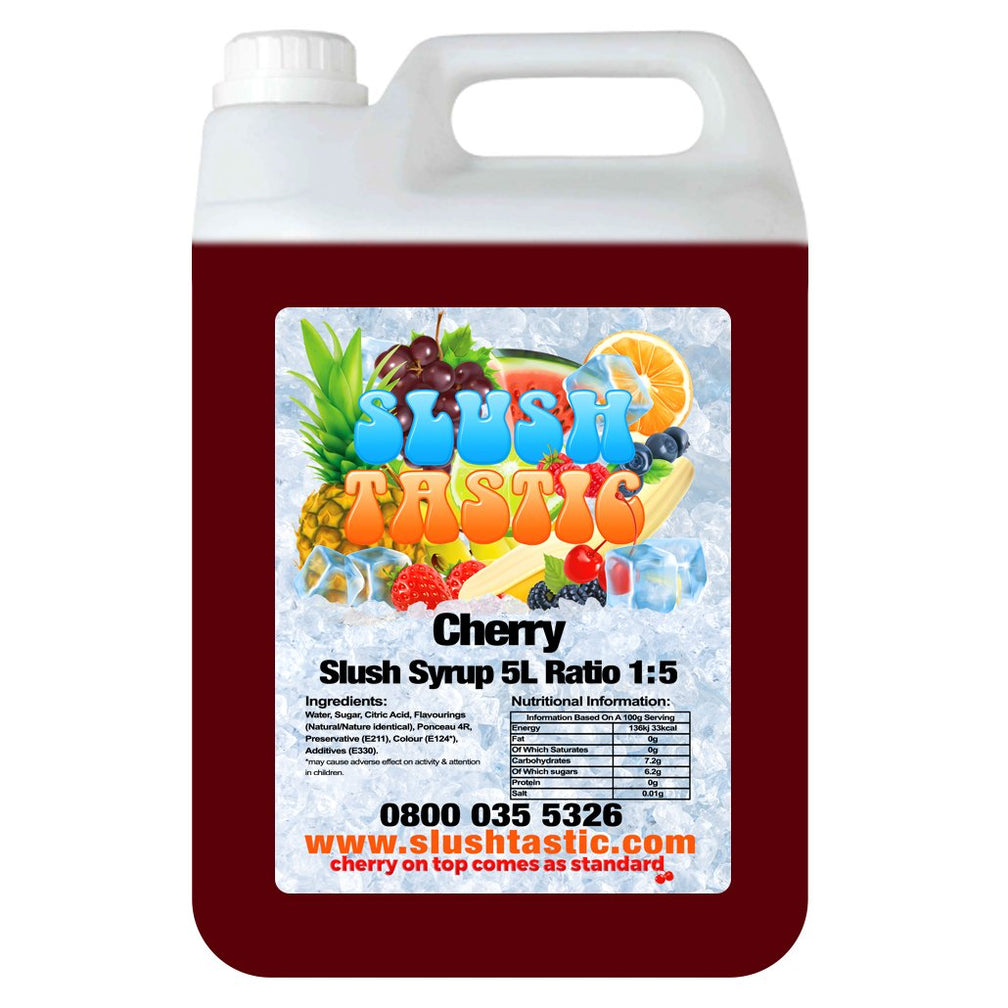 Corporate Vending Slush Syrup 5L Bottle Slushtastic Syrup Cherry