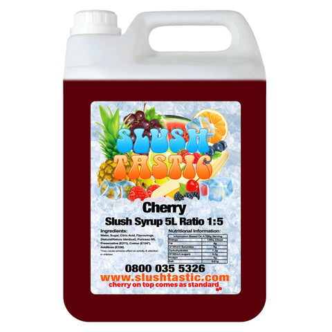 Corporate Vending Slush Syrup 5L Bottle Slushtastic Syrup Cherry