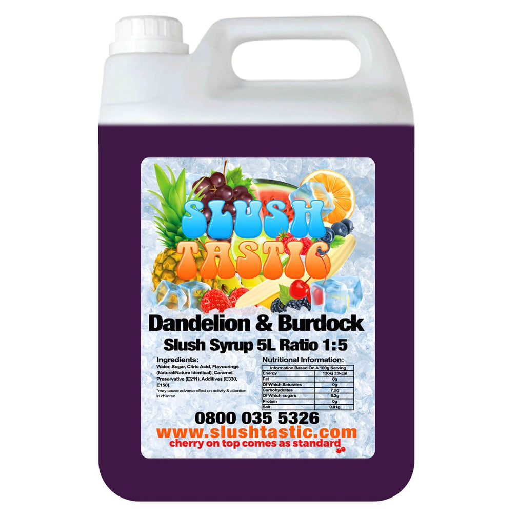 Corporate Vending Slush Syrup 5L Bottle Slushtastic Syrup Dandelion & Burdock