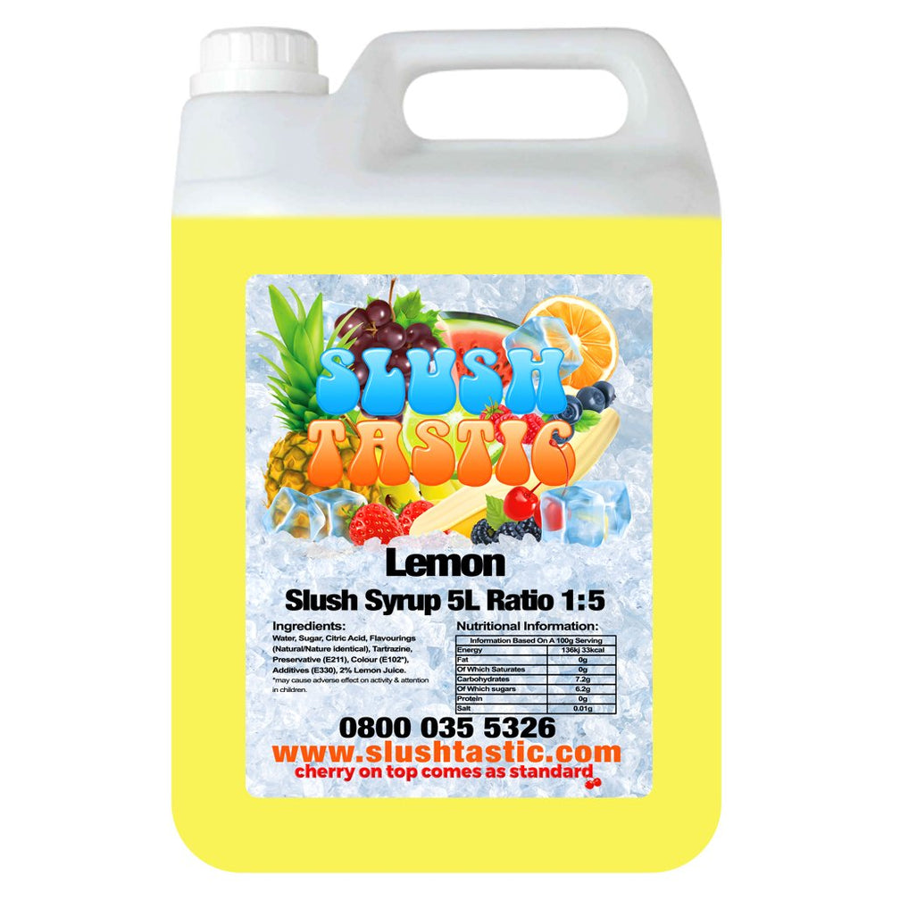 Corporate Vending Slush Syrup 5L Bottle Slushtastic Syrup Lemon