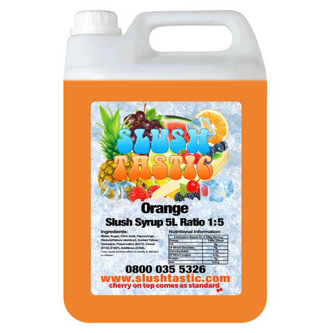 Corporate Vending Slush Syrup 5L Bottle Slushtastic Syrup Orange