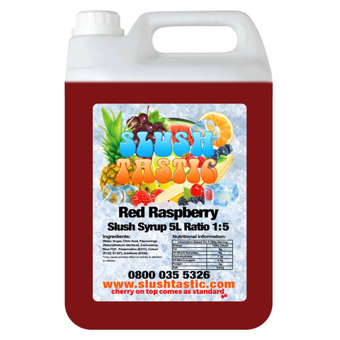 Corporate Vending Slush Syrup 5L Bottle Slushtastic Syrup Red Raspberry