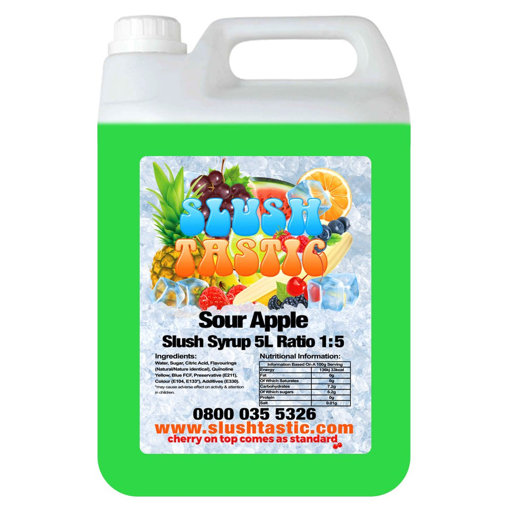 Corporate Vending Slush Syrup 5L Bottle Slushtastic Syrup Sour Apple