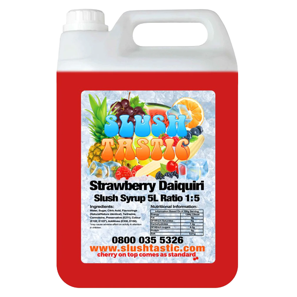 Corporate Vending Slush Syrup 5L Bottle Slushtastic Syrup Strawberry Daiquiri