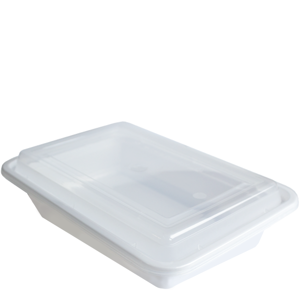 H Pack Container 16oz / 400ml / Clear Lids / 150 Containers White Base Microwavable Container