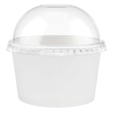 Tas Ice Cream Tubs 1 scoop _100ml` / Domed Lids / 100 Tubs TAS-ty White Ice Cream Tubs
