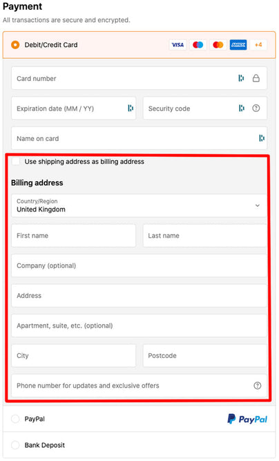 Billing Address Guide Step 2